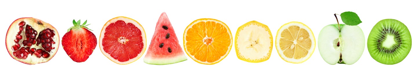 An array of cut fruit